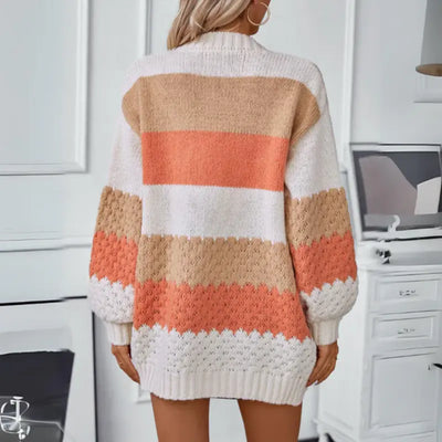 Jenny | Farveblokket Strikket Cardigan