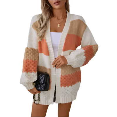 Jenny | Farveblokket Strikket Cardigan