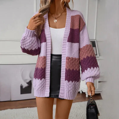 Jenny | Farveblokket Strikket Cardigan