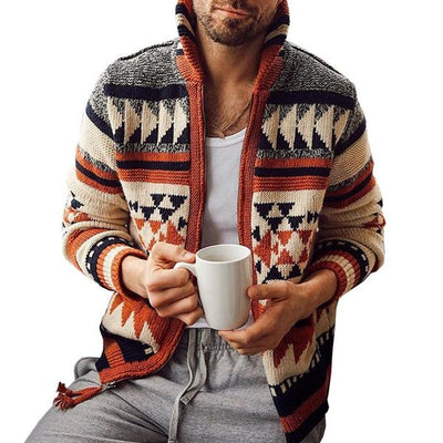 Peder | Stilfuld Strikket Cardigan med Aztec Mønster