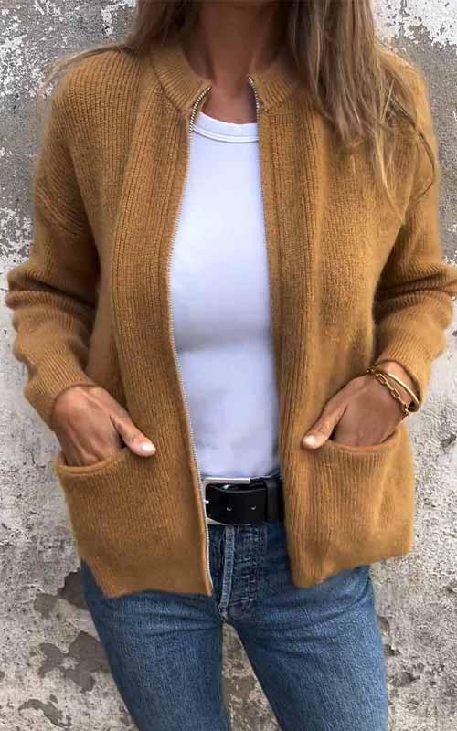 Ulrike | Stilfuld cardigan med lynlås
