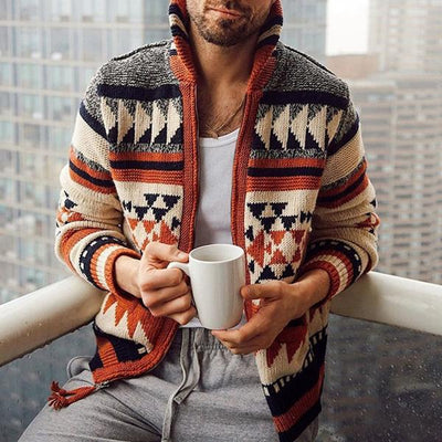 Peder | Stilfuld Strikket Cardigan med Aztec Mønster