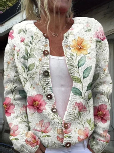 Kenza™ | Stilfuld Blomstret Cardigan med Knapper
