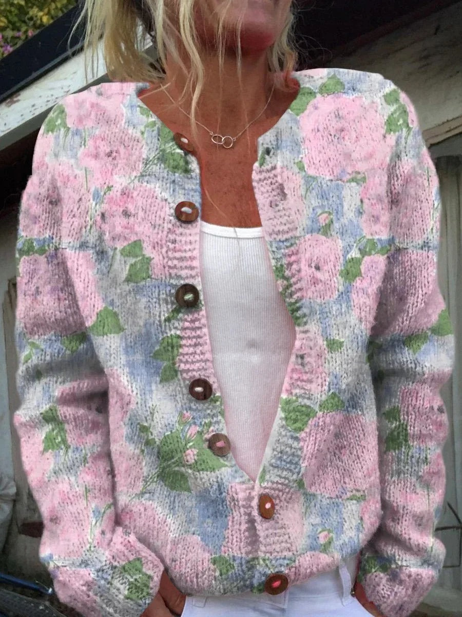 Kenza™ | Stilfuld Blomstret Cardigan med Knapper