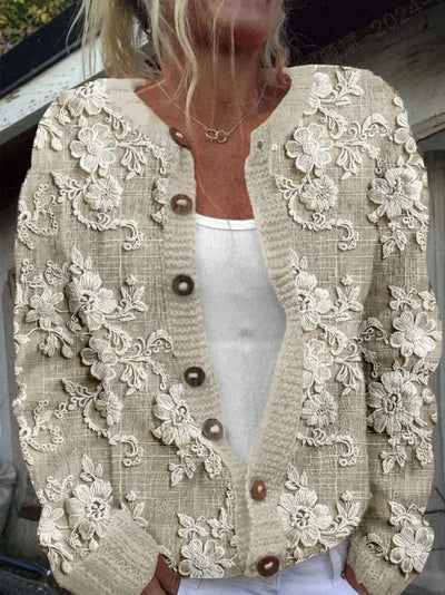 Kenza™ | Stilfuld Blomstret Cardigan med Knapper